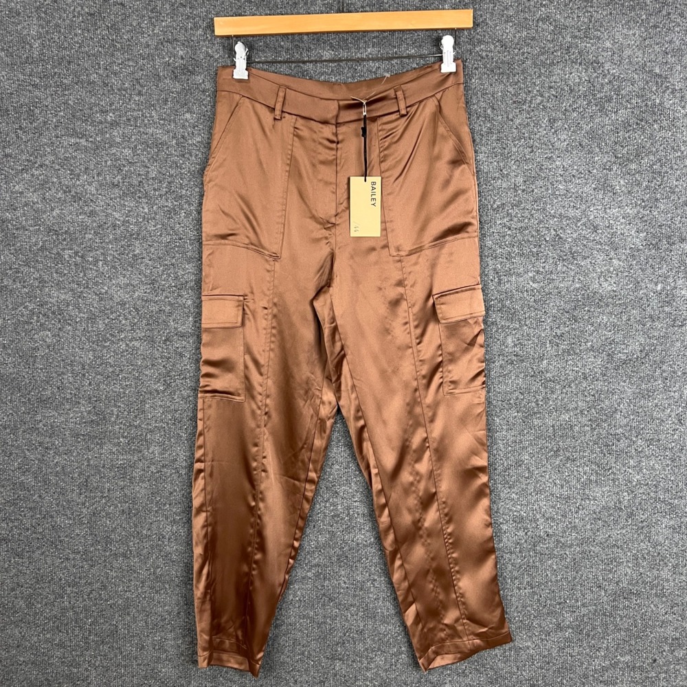 NEW BAILEY/44 Women's Brown‎ Satin Cargo Pants Size 4 US/8 AU